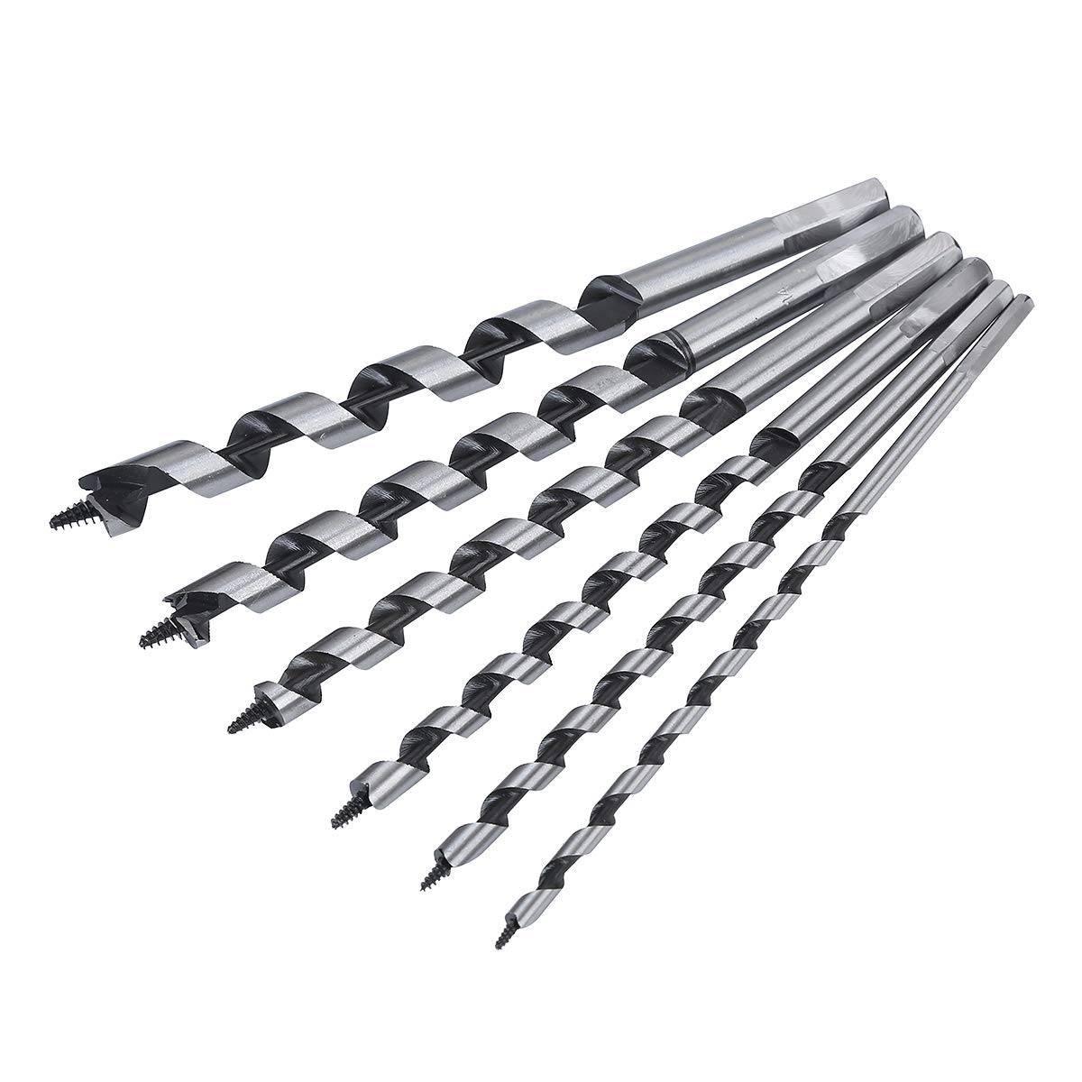 TOPWAY Auger Bits Set 6PCs, 6-16mm Hex Shank 230mm Long Carbon Steel Wood Spiral Twist Drill Bit for Woodworking Metal Plastic Hole Drilling 130230