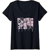 Women's Death Note 5 Panel Faces V-Neck T-Shirt