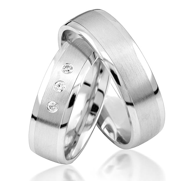 Eheringe Verlobungsringe Trauringe Freundschaftsringe Silber 925 Sterling *inkl. GRATIS Etui und Steinen* S035-S