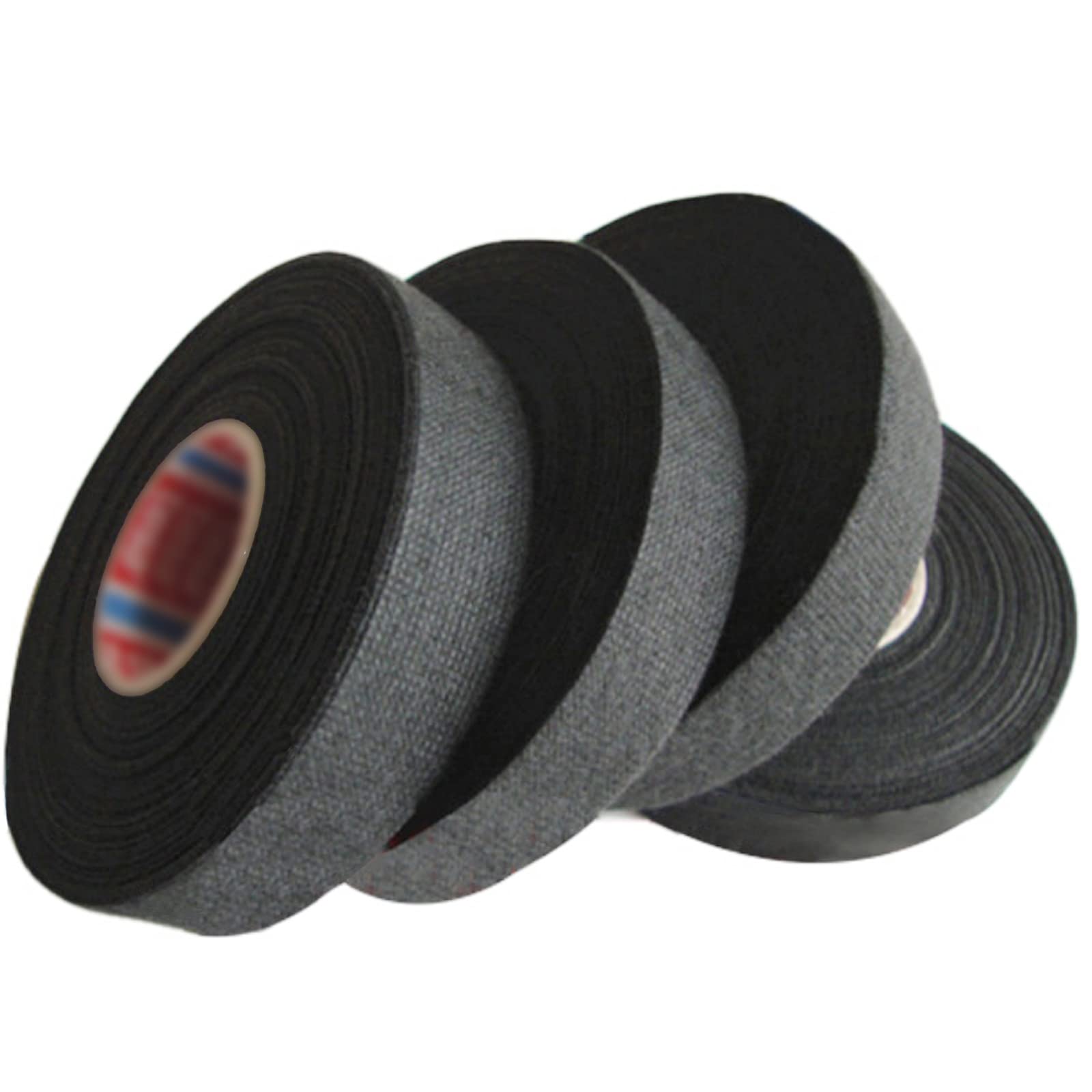 Ruikdly Harness Tape 4 Rolls Automotive Wiring Harness Tape Insulating Wire Harness Tape Loom Cloth Fabric Tape Cable Looms for Car Motorcycle Black 19mm x 15m
