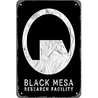 Shvieiart Wall Decor Sign - Black Mesa Research Facility Logo Inspired by Half Life Poster - 8X12 Inch Vintage Look Metal Sig