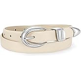 Women Skinny Leather Belt for Jeans Pants Dresses Fashion Ladies Waist Belt with Gold Buckle