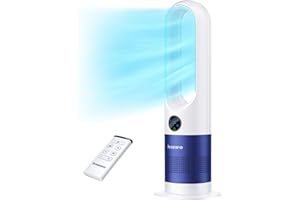 Senmeo Bladeless Fan, 26" Bladeless Tower Fan with Remote, 8 Speeds, 90° Oscillation, 9 Hour Timer, Large LED Display with Auto Off, Easy to Clean, Standing Floor Fan for Bedroom, Home, Office