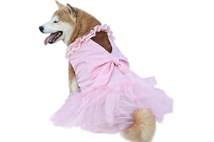 UOSIA Luxury Dog Tulle Dress - Cute Princess Lace Wedding Dress with Flower Bowknot Multi-Layer Princess Tutu Skirt for Large Dogs - Pink, 5XL