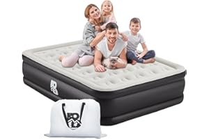 BUPPLEE 20" Queen Size Air Mattress with Built-in Pump - 2-Minute Setup, No Odd Smell, Supports 600 lbs - Perfect for Camping, Guests & Home Use - Includes Storage Bag