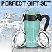 6-Piece Stainless Steel Vacuum Insulated Tumbler Set (20 oz or 30 oz Tumblers), Tea Cup or Coffee Travel Mug with Handle, 2 Lids, Straw & Brush - Double Wall Insulation for Hot & Cold Drinks