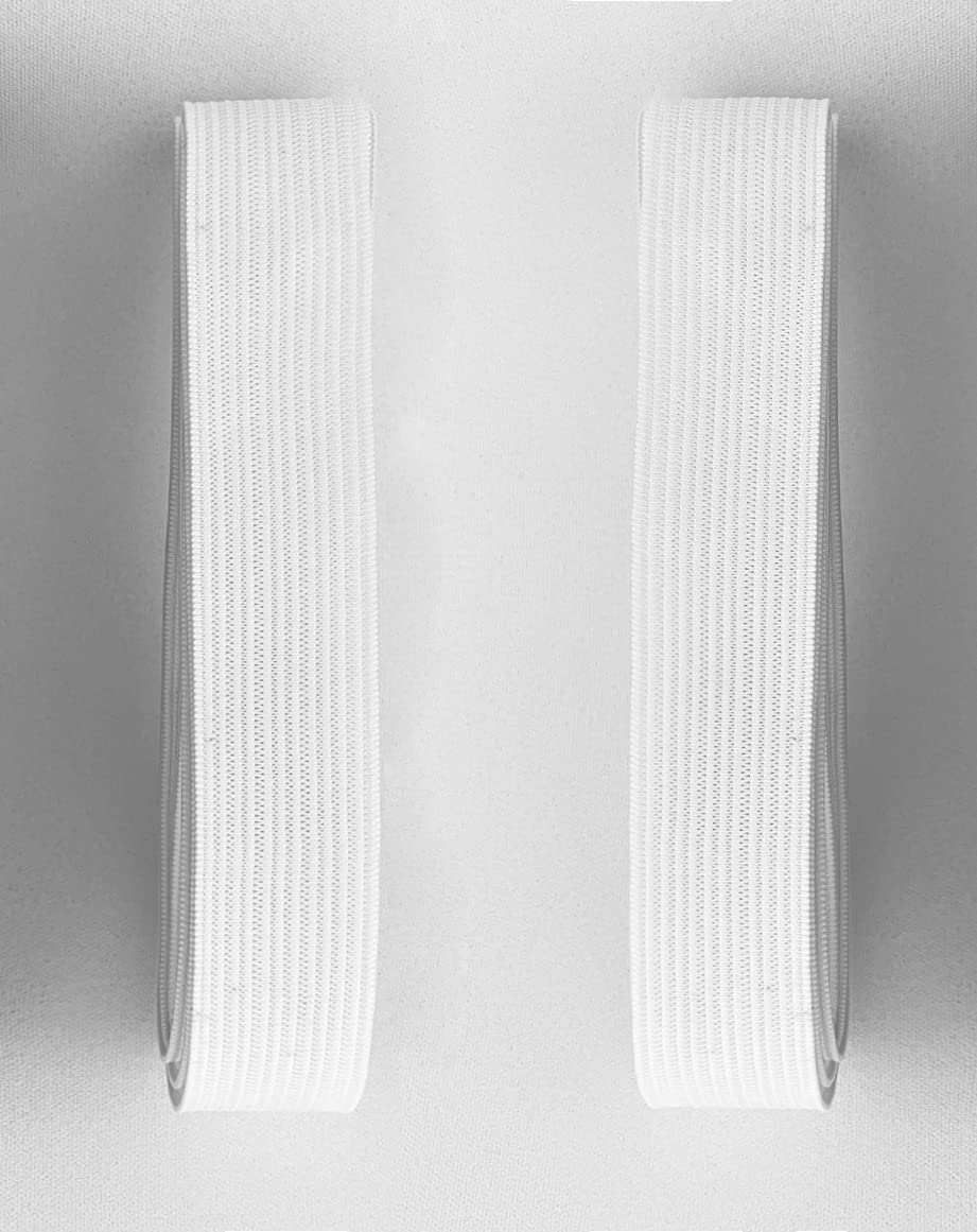2M, 2 pcs White, 15 mm Elastic Sewing Band, Total Flat Elastics, Wide Elastic Ribbon, Flat Elastic Band, Elastic Sewing Fabric, for Sewing (101 mm x 2 m)