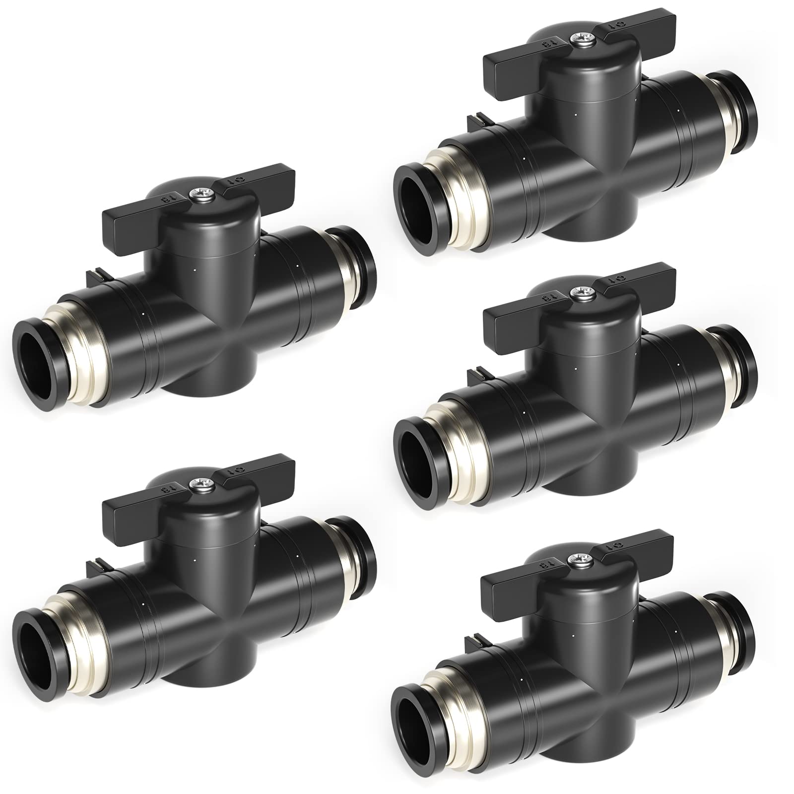 ERGAOBOY 5 Pcs 6mm OD Pneumatic Ball Valve, Push to Connect Control Valve Fittings (BUC6 Connectors)