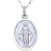Alexander Castle 925 Sterling Silver Miraculous Medal Catholic Necklace - 26mm x 13mm Miraculous Medal with 18" Silver Chain & Jewelry Gift Box