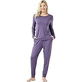 GYS Bamboo Viscose Sleep Sets for Women Long Sleeve Crew Neck Pajama Sets with Pockets