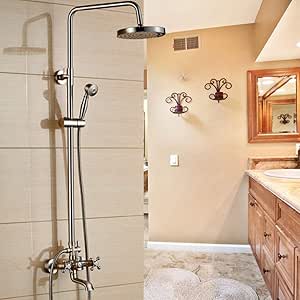 KUELXV Equipo de ducha Juego de ducha de níquel cepillado Grifo Montaje