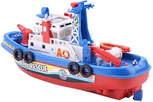 Eacam Fireboat Toy, Electric Boat with Sound and Flash Light, Kids Bath Toy for Pool Beach Lake, Automatic Spray Water, Conve