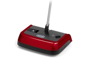 Ewbank 830 Evolution 3 Non-Electric Portable Hard Floor and Carpet and Rug Sweeper with Adjustable Height, 2 Brush Settings for All Floors, 9 inch Sweeping Path, Dark Red