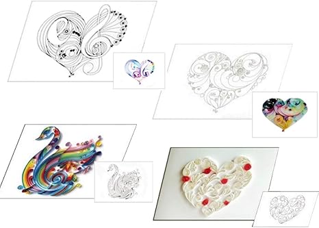 Amazon Co Jp ペーパークイリング 図案台紙 セット サイズの厚紙台紙 ハート等4種 ホーム キッチン