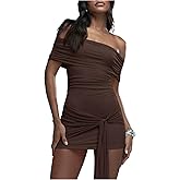 Floerns Women's Off The Shoulder Mini Dress Tie Front Bodycon Night Out Dresses