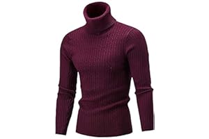 Fanient Men's Ugly Christmas Turtleneck Sweater Slim Fit Thermal Pullover Knitted Ribbed Casual Sweater