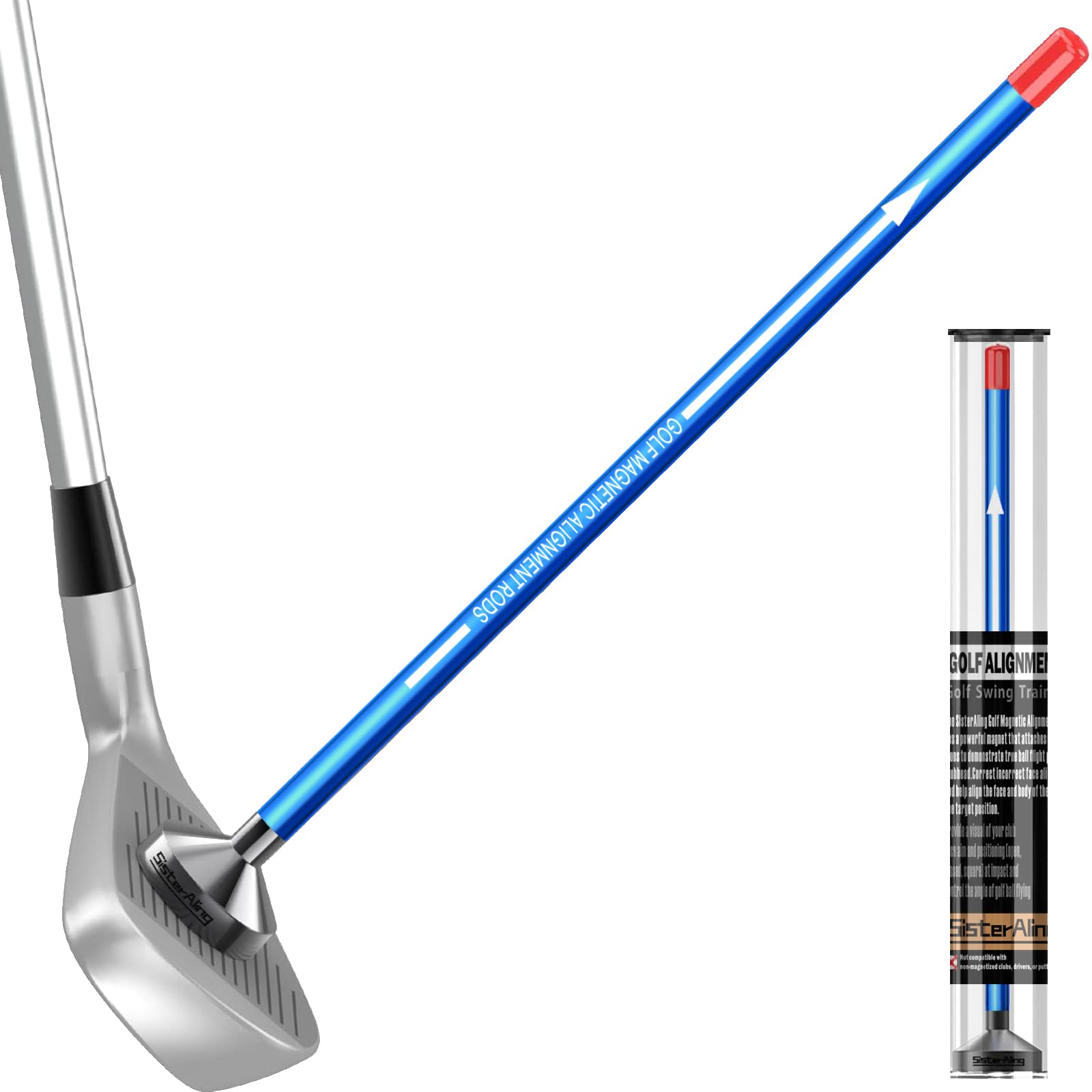 Photo 1 of SisterAling Golf Alignment Rods | Golf Training Aid with Industrial Strength Magnet Strong Hold to Golf Clubs Stick Face | Golf Club Aimer Stick Accessories for Golf Shot Swing Practice Traine (Blue)