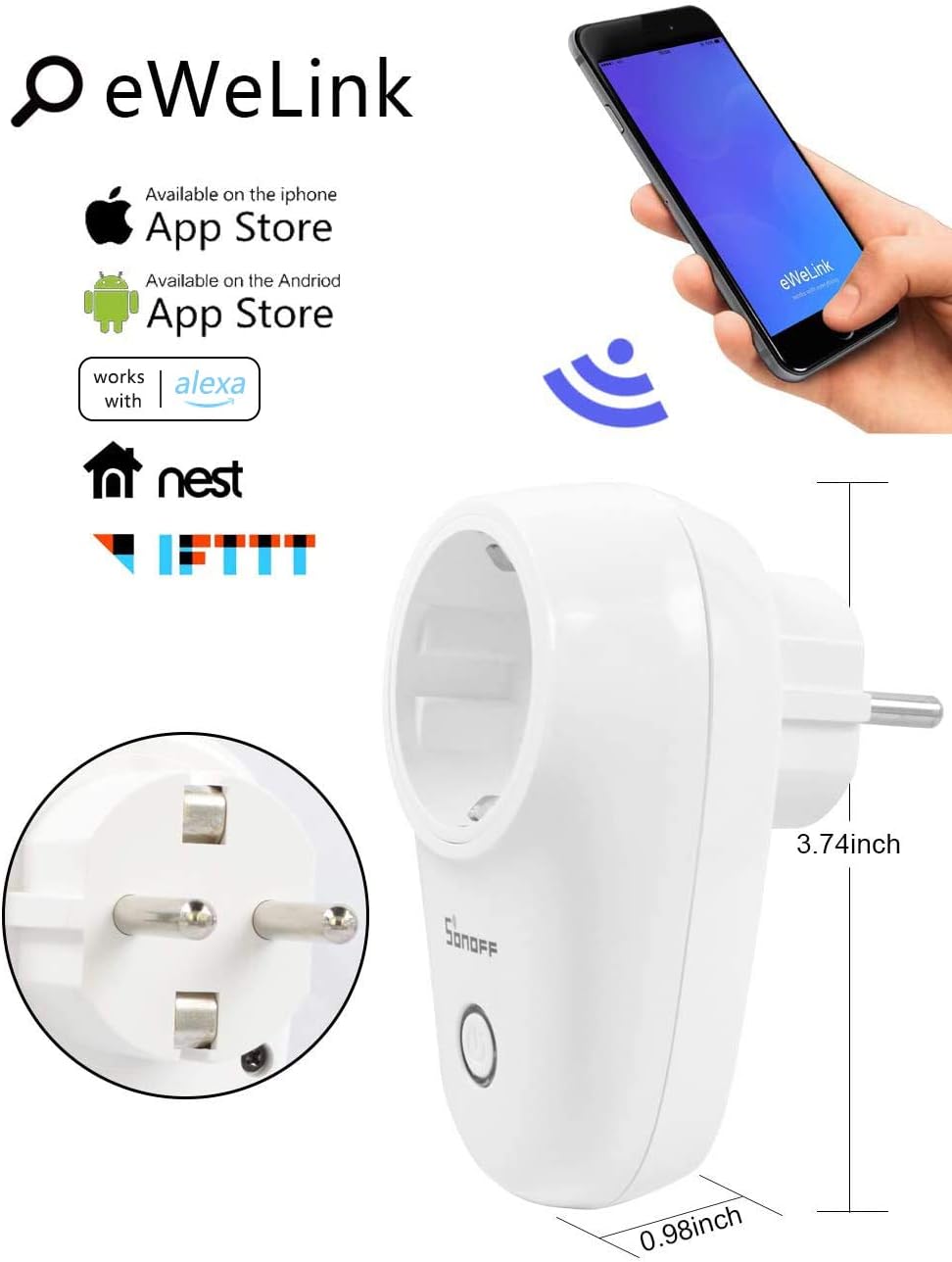 Smart Socket   S26F WiFi WLAN Smart Enchufe Alexa Smart Plug Funcin de Sincronizacin con Alexa Echo Echo Dot Google Home y Google Nest