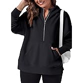 Eytino Women Plus Size Sweatshirt Half Zip Long Sleeve Hoodies Tops Oversized Casual Sweaters with Pockerts(1X-5X)