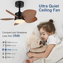 DAKASON Tropical Ceiling Fan with LED Light and 5