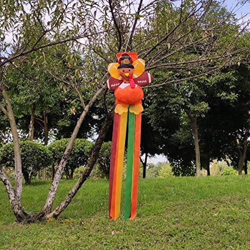 OUTOUR 3D Thanksgiving Day Turkey Football Fall Family Fabric Windsock Wind Sock Hanging Decorations 49" Flag for Garden Patio Lawn Backyard Home Yard Porch Balcony Outdoor Decor Party Supplie