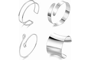 Masedy 4PCS Gold Arm Cuff Bracelets for Women Chunky Open Wrap Cuff Bracelet Set Adjustable Upper Arm Bracelet Bangle Statement Bracelet Minimalist Irregular Armband Coil Swirl Arm Jewelry