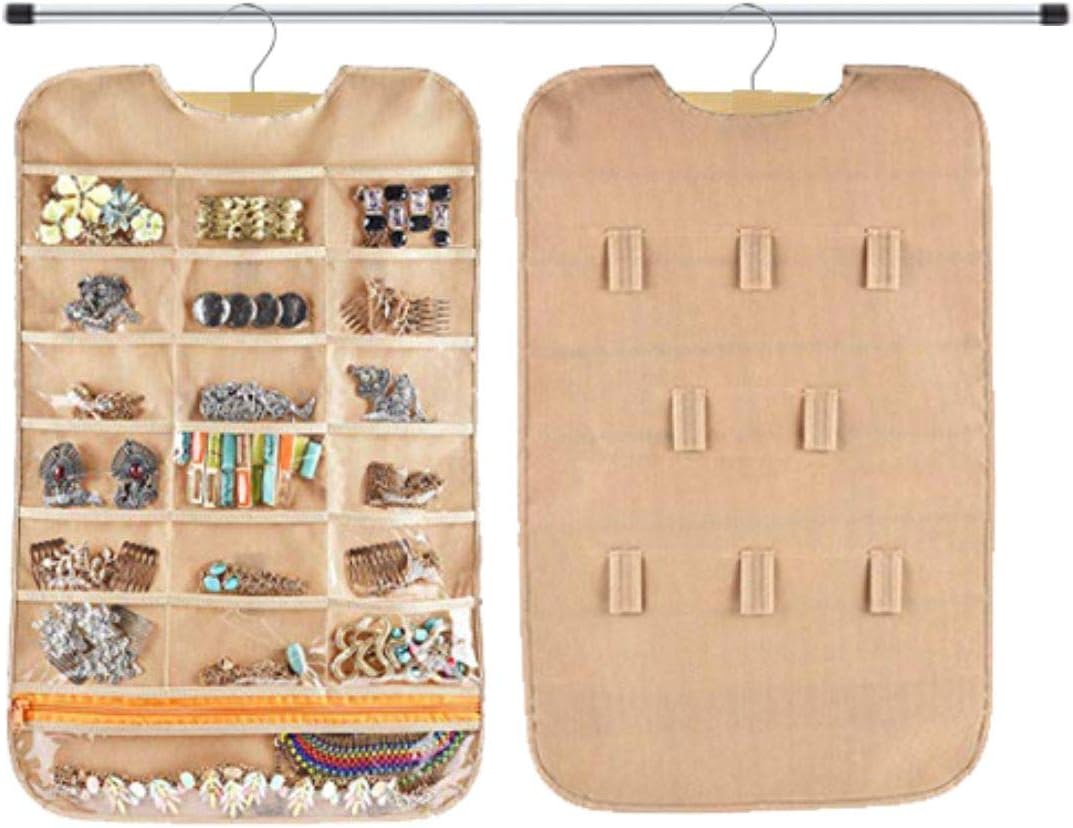 PACKNBUY Hanging Jewellery Organizer with Hooks Pockets