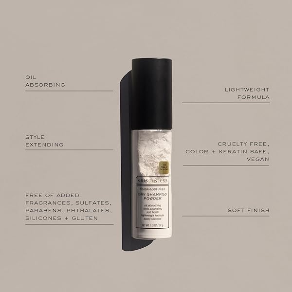 KRISTIN ESS HAIR DRY SHAMPOO NON-AEROSOL POWDER FOR OILY HAIR – MATTIFYING, STYLE EXTENDING, FRAGRANCE FREE, DRY SHAMPOO FOR MEN AND WOMEN, EASILY BLENDED, LIGHTWEIGHT FORMULA, VEGAN, 1.3 OZ