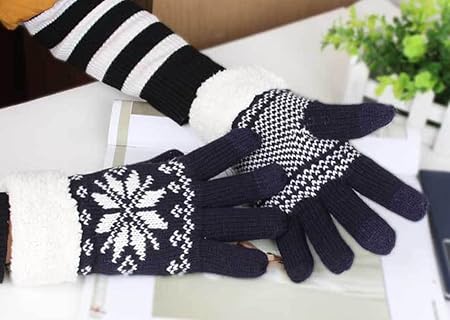 Touchscreen Handschuhe,Tukistore Damen Thermisch Winter Handschuhe Wärmer Fäustlinge warme Hände Schneeflocke Strick Muster G