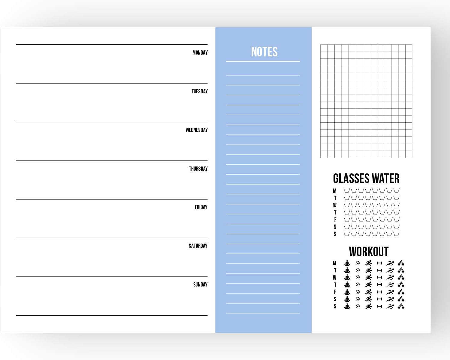 Weekly Planner Note Pad DIN A4 Landscape Format 50 Pages Weekly Planner Notepad