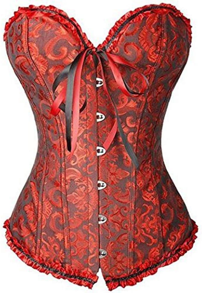 FeelinGirlCorsets Top for Women Halloween Women's Bustiers Corsets Lace Up Vintage Strapless Corset Plus Size 10 Steel Bones G-String S-6XL
