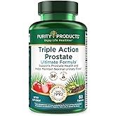 Triple Action Prostate Ultimate Formula – Men’s Prostate Supplement - Zinc, Saw Palmetto, Pygeum, Pumpkin Seed Oil Extract & Phytosterols – Supports Urinary Flow, Bladder & Heart Health – 60 Capsules