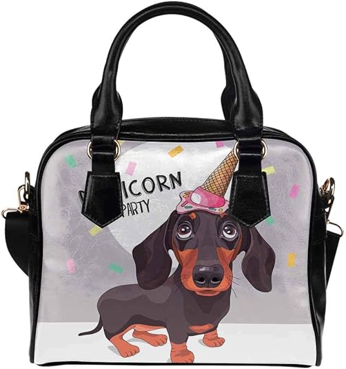 INTERESTPRINT Dachshund Dog in Cap Custom Unique Women's PU Leather