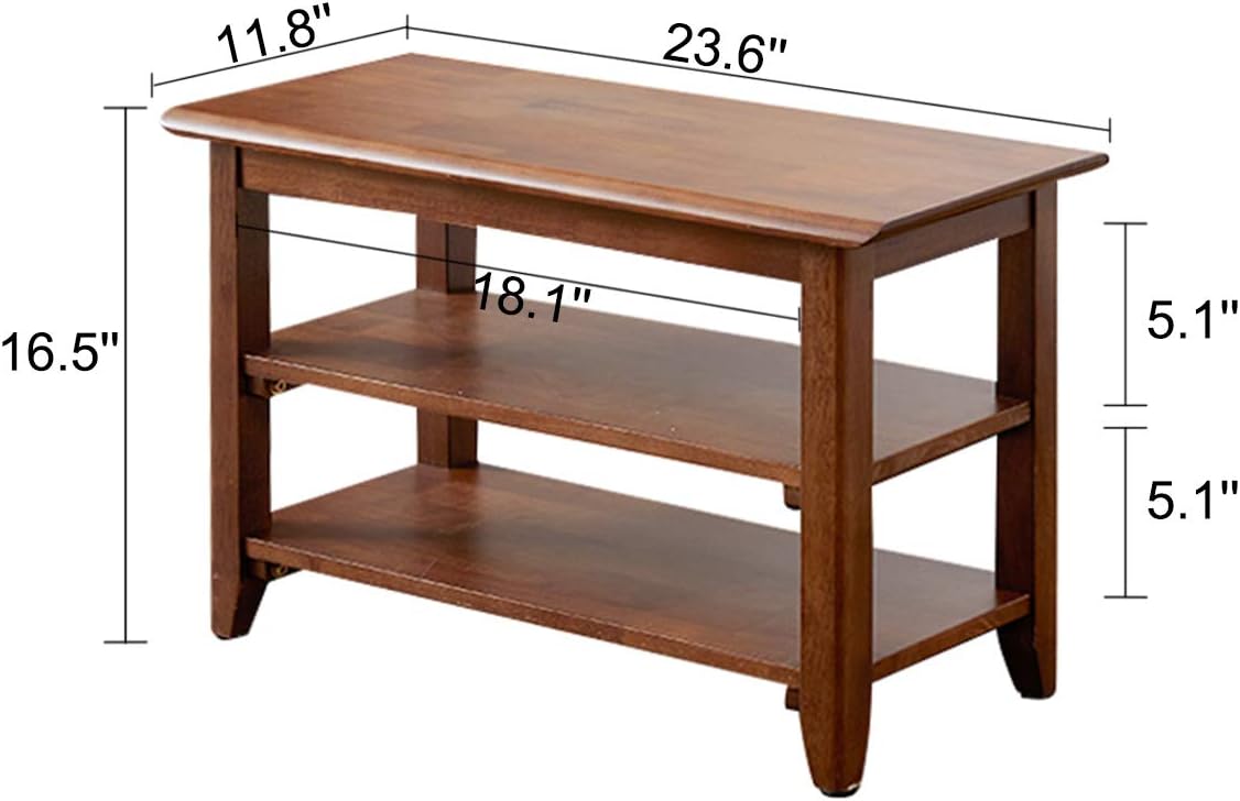 OGCAU Shoe Rack Bench,3 Tier Wooden Storage Bench, Shoe Organizer or Entryway Bench, Good Load Bearing, Ideal for Entryway Hallway Living Room and Corridor Dark Brown 23.6": Kitchen & Dining