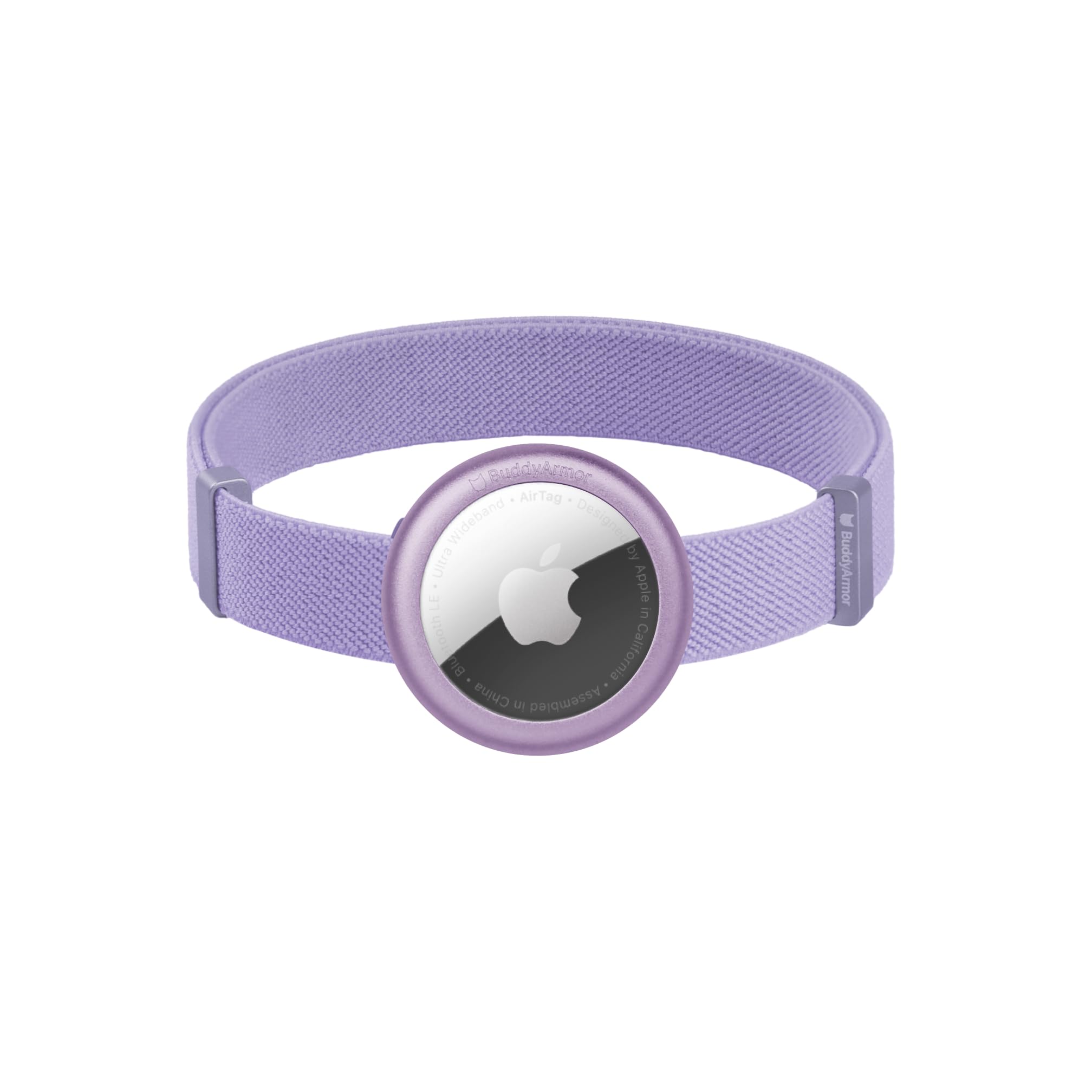 BuddyArmor Cat Collar for Airtag - Safety Not Breakaway Stretchy Cat Collar Super Lightweight GPS Case Tracker Holder, Tag Collar Strong and Durable - Secure Fit, No Dangling, M(Monet Purple)