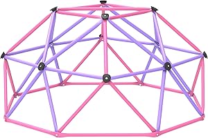 Gardenature 6FT Climbing Dome for Kids 3-8, Jungle Gym for Indoor and Outdoor, Geometric Dome Climber Supporting 440 Lbs Anti-Rust Metal Play Structure, Kids Gift Toys, ASTM Approved, Pink & Purple
