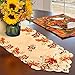 OurWarm Thanksgiving Table Runner, Handmade Embroidered Maple Leaves Fall Table Runner 67 Inches Long for Autumn Harvest Thanksgiving Table Decorations,15 x 67 Inch