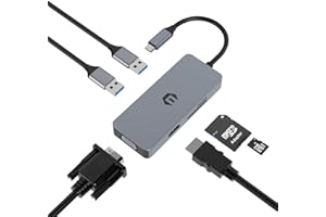 USB C Hub, TOTU 6 in 1 USB C Hub Adapter USB C Hub with 4K HDMI Output, VGA, 2 USB 3.0, SD/TF Card Reader for Type C laptops