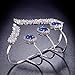 dnswez Blue Rhinestone CZ Cubic Zirconia Adjustable Multiple Finger Ring Palm Cuff Handlet for Women Silver Tone
