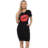 MISSKY Women's Pullover Hooded Kangaroo Pocket Sweatshirt Casual Hoodie Dress