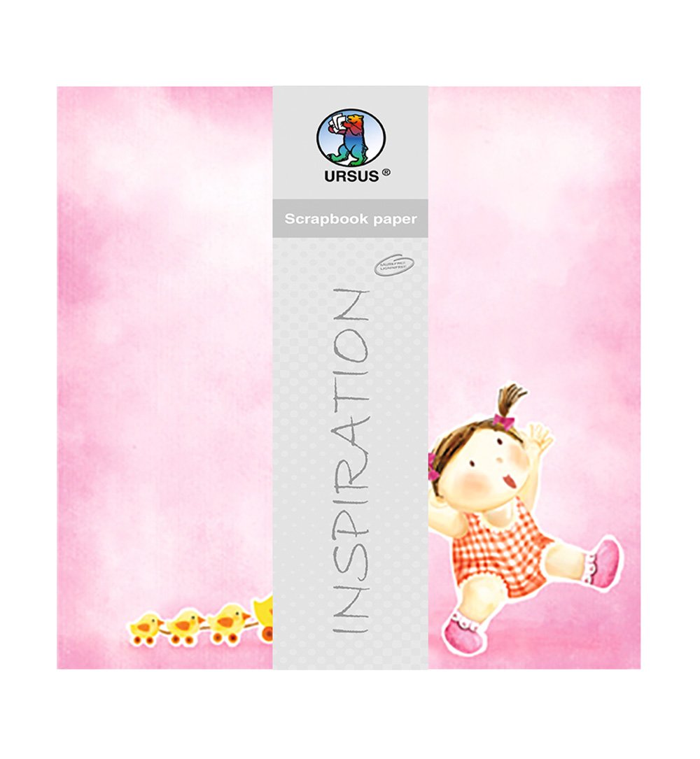 Ursus premium glitter scrapbook, paper, baby girl, approximately 30.5 x 30.5 cm, 5 sheets.
