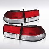 Autozensation Tail Lights For 96-00 Honda Civic 2Dr Coupe Red Left+Right | Fits 1996-1998 Honda Civic EK 2DR JDM Style Red/Clear Tail Lights