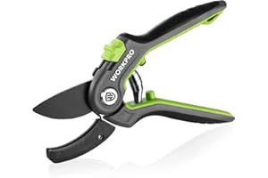 WORKPRO Anvil Pruning Shears, 8’’ Professional Gardening Hand Pruner with SK5 Steel Sharp Blades, Ideal Gardening Tool for Cutting and Trimming, Green
