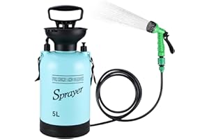 Finderomend Portable Shower for Camping with 7 Spray Modes, Hand Press Camping Shower with Removable Hose and Shower Head,Pressure Rinse Kits for Hiking Traveling Garden Beach Pet Shower
