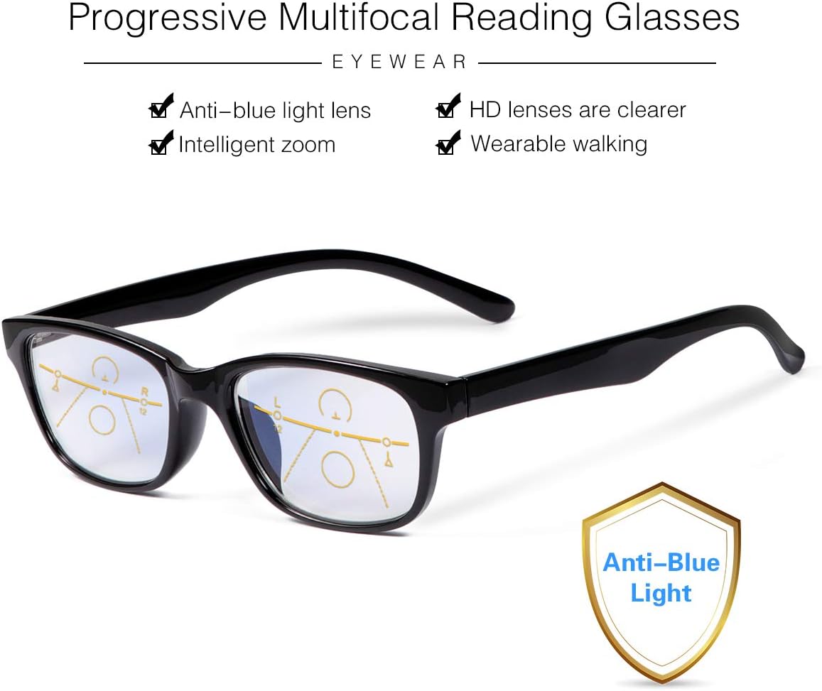 Multi Focus Progressive Multifocal Reading Glasses for Men and Women Lightweight Blue Light Blocking Computer 3 Powers in 1 No Line Readers UV Protection Eyeglasses Anti Glare Eye Strain Eyewear - Image 5