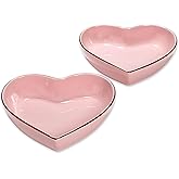 Paris Hilton 2-Piece Heart Dish Set, Ceramic Stoneware Serving Bowls for Entertaining, Snacks, Desserts &amp; D&eacute;cor, 8-Inch, Pink