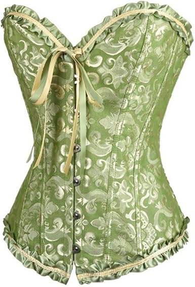 Flower Tapestry Boned Corset Green 