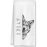 HUGANE Funny Husky Dog Gifts Hand Towels, Husky Gifts for Women, Husky Gifts for Husky Lovers, Husky Mom Gifts Hand Towels for Bathroom, Funny Dog Bathroom Decor, 16x24 Inches