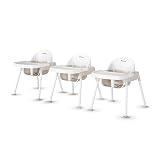 Foundations Secure Sitter Feeding Chairs Multipack, No-Tip Feet, 3-Point Adjustable Harness, Removable Tray, Easy to Clean, Stackable Feeding Chairs, 3 Pack, 11 inch