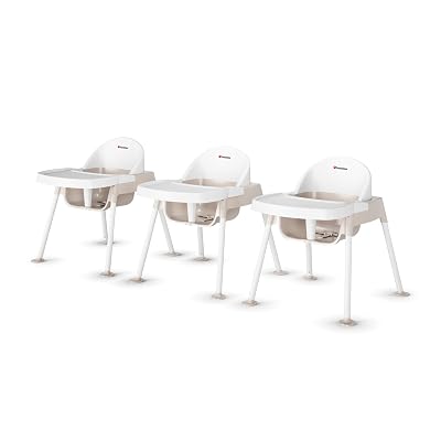 Foundations Secure Sitter Feeding Chairs Multipack, No-Tip Feet, 3-Point Adjustable Harness, Removable Tray, Easy to Clean, Stackable Feeding Chairs, 3 Pack, 11 inch